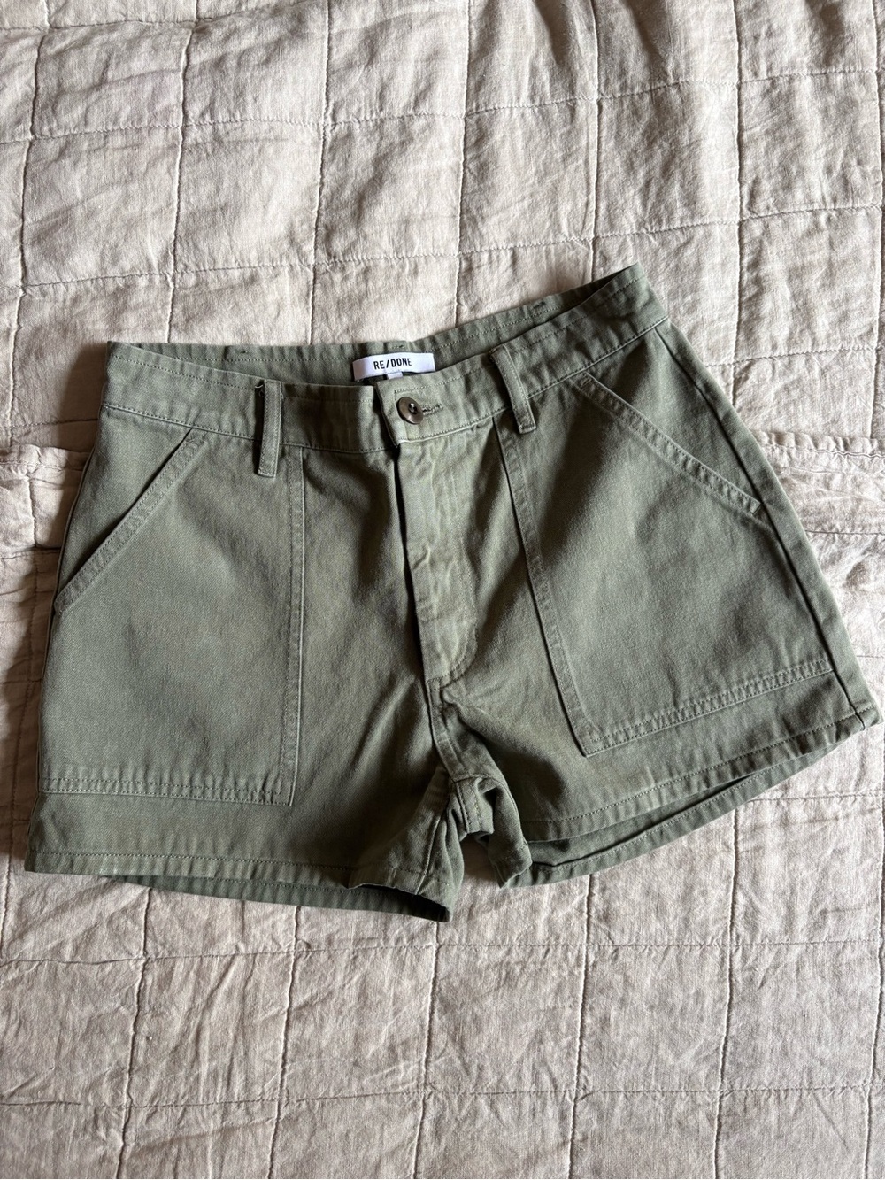 Re/Done Women's Olive Utility Cargo Shorts